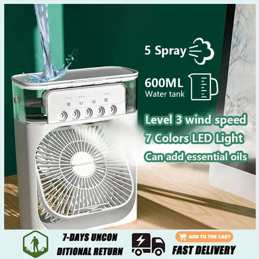 Portable Humidifier Air Conditioner Fan Household Hydrocooling Water mist Cooler Portable Air Adjustment For Office 3 Speed Fan